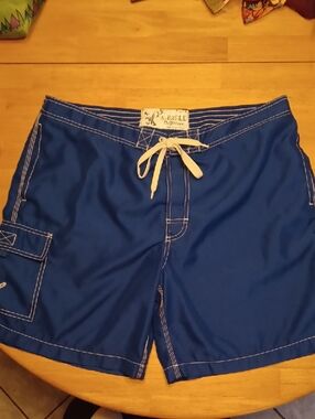American Eagle Outfitters Blue Swim Trunks with White Drawstring Size XL